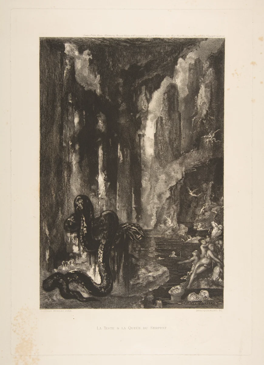 La Tête et la queue du serpent by Félix Bracquemond, print, 1886