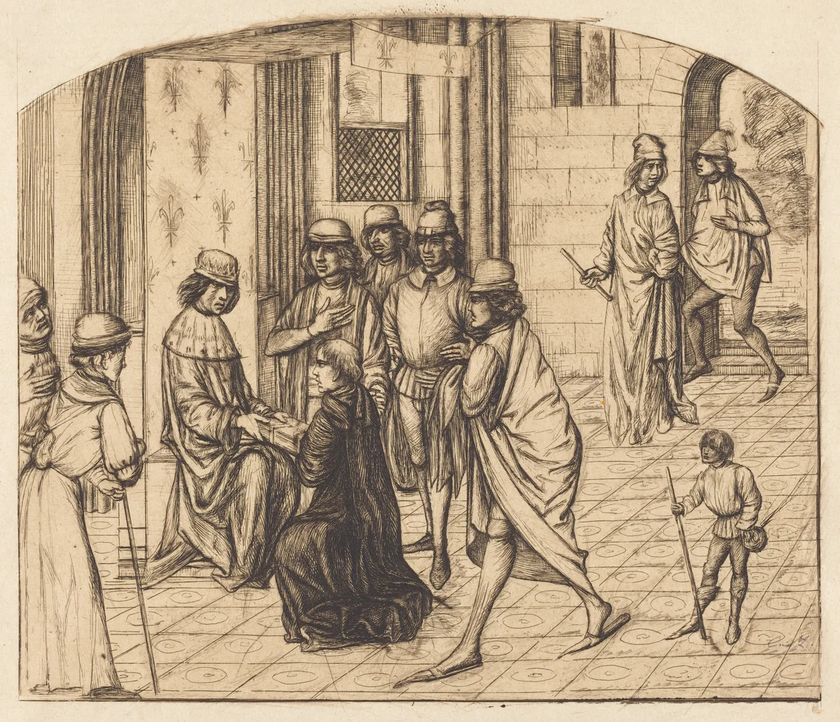 Présentation du Valère Maxime au Rois Louis XI (The Printer Valerius Maximus Being Presented to King Louis XI) by Charles Meryon, print, 1860