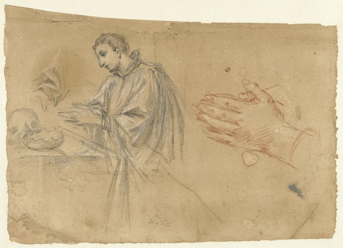 De heilige Aloysius van Gonzaga in gebed by Giuseppe Antonio Pianca, drawing, 1713-1757