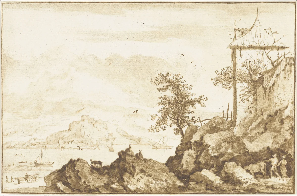 Rijngezicht by Jurriaan Cootwijck, print, 1724-1798