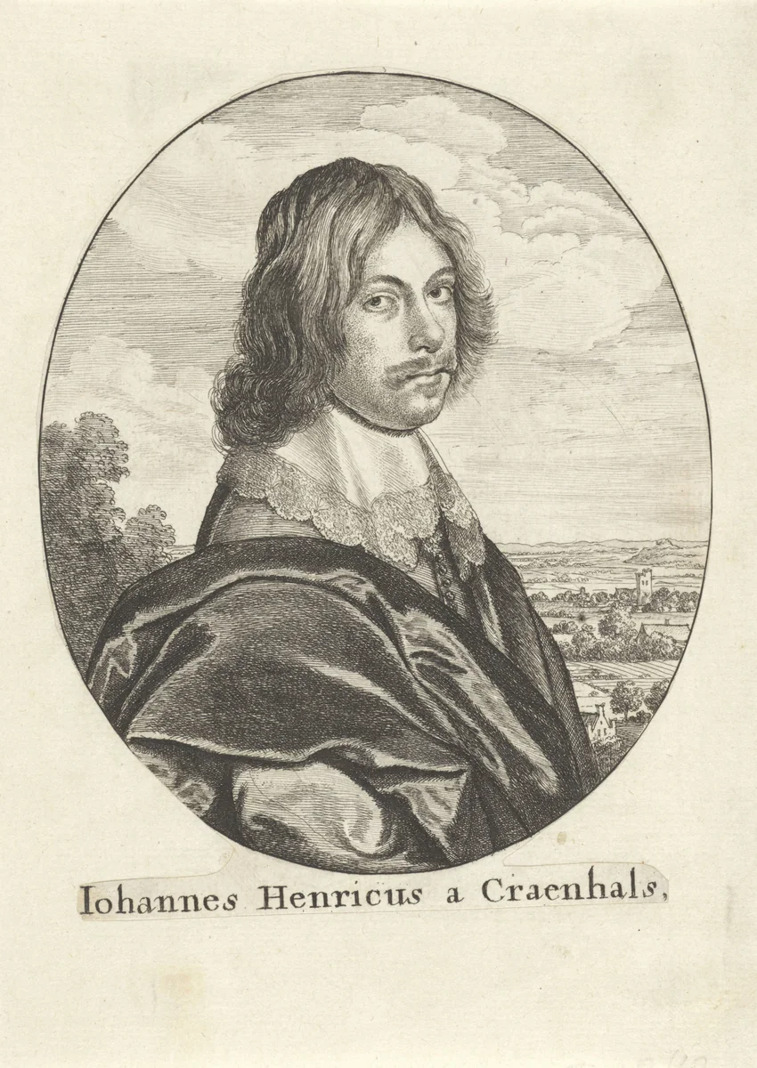 Portret van Johannes Henricus van Craenhals by Wenceslaus Hollar, print, 1649