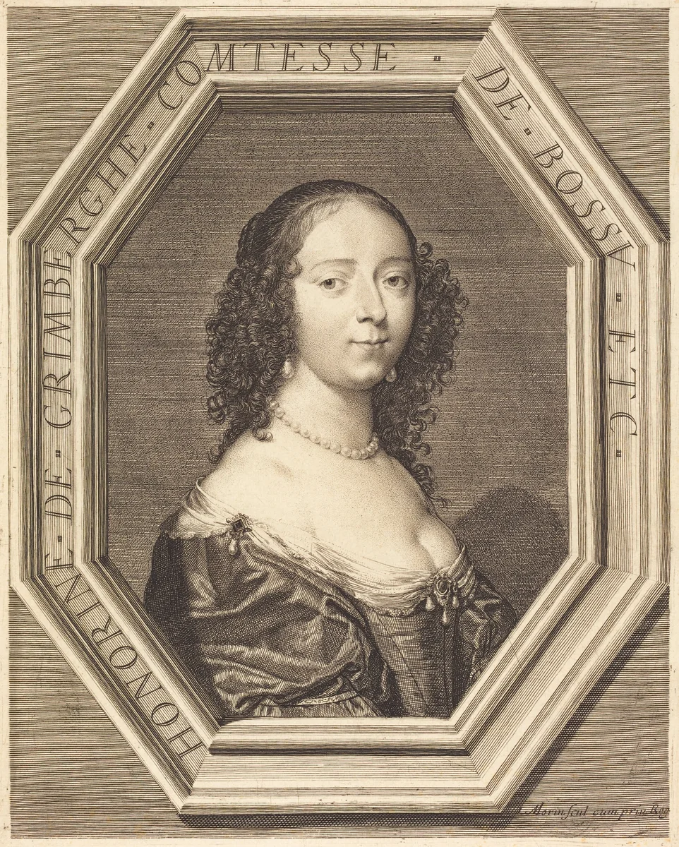 Honorine Grimberge, comtesse de Bossu by Jean Morin, print, 1600-1650