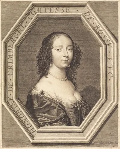 Honorine Grimberge, comtesse de Bossu by Jean Morin, print, 1600-1650
