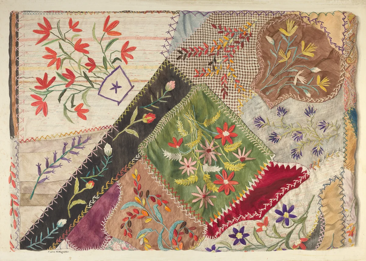 Crazy Quilt by Edith Magnette, index of american design, 1935-1942