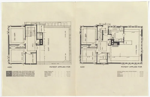 American System-Built Houses for The Richards Company project, Milwaukee, Wisconsin (Plans) by Frank Lloyd Wright, architecture, 1915