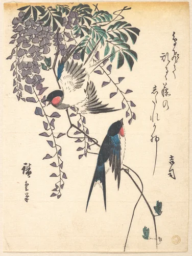 Swallow and Wisteria by Utagawa Hiroshige (歌川広重), print, 1843-1846