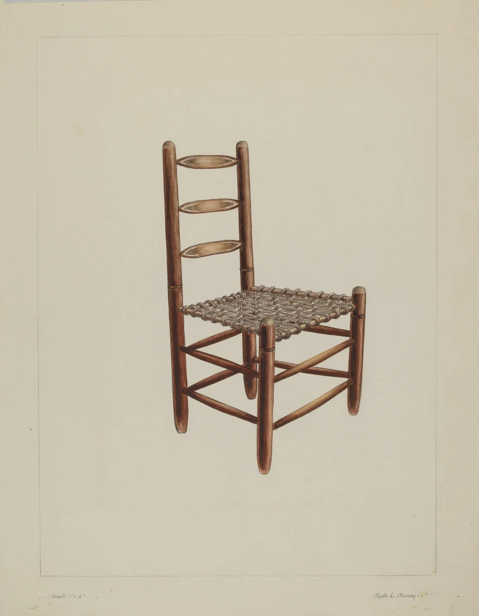 Wooden Chair by Clyde L. Cheney, index of american design, 1938