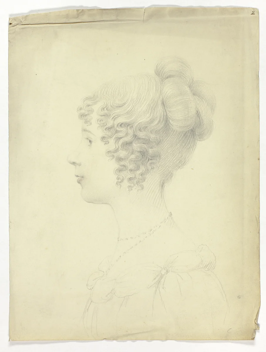 Profile of Woman Facing Left by Unknown Artist, drawing, 1800-1899