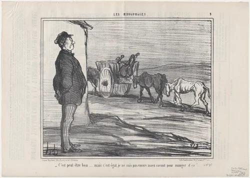 C'est peut-être bon...mais c'est égal..., from Les Hippophages, published in Le Charivari, October 23, 1856 by Honoré Daumier, print, 1856