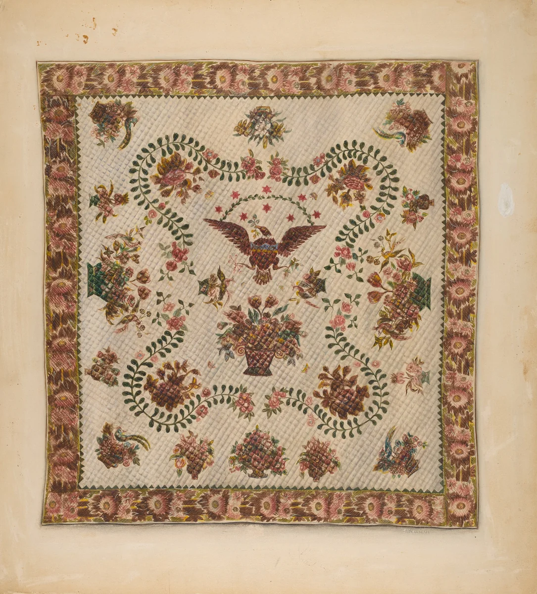 Quilt by Charles Bowman, index of american design, 1937