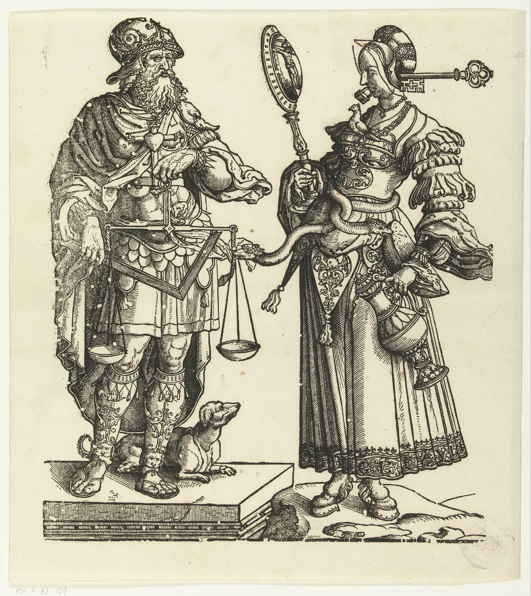 De wijze man en de wijze vrouw by Unknown, print, 1540-1545