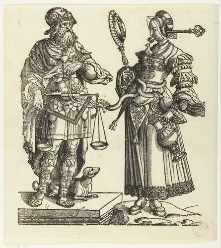 De wijze man en de wijze vrouw by Unknown, print, 1540-1545