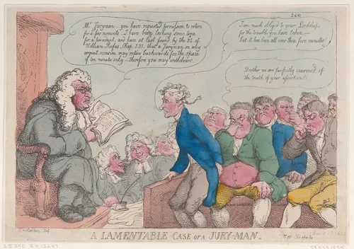 A Lamentable Case of a Jury-Man by Thomas Rowlandson, print, 1815