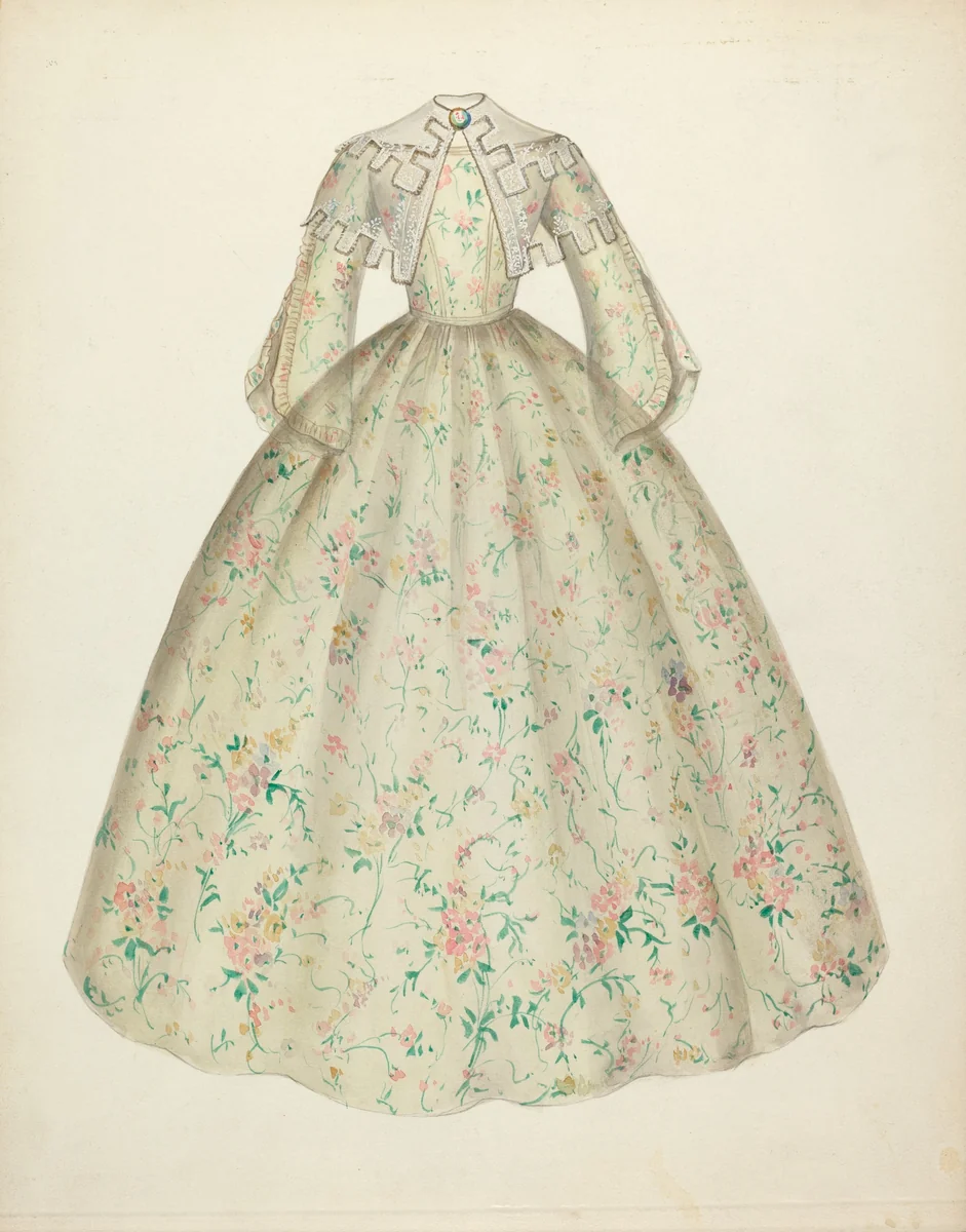 Dress with Cape Collar by Mina Lowry, index of american design, 1935-1942