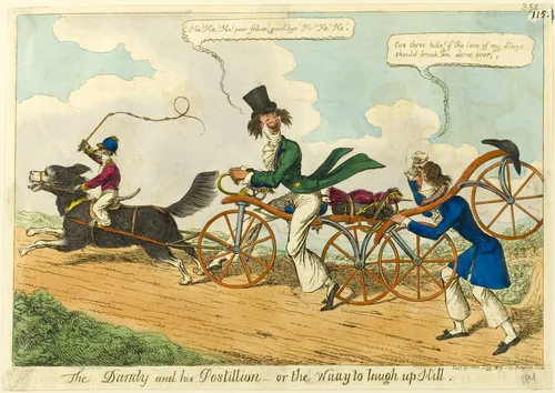 The Dandy and His Postillion — or the Waay to Laugh Up Hill by William Heath, print, 1819