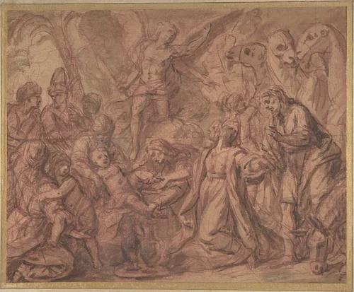 The Son of Moses Circumcised by anonymous, drawing, 1600-1699