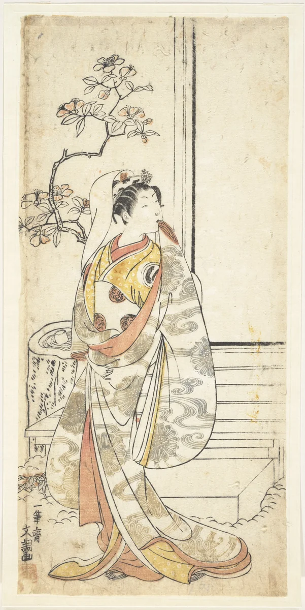 The Actor Sawamura Sojuro I, 1689–1756 in an Unidentified Female Role by Ippitsusai Bunchō (一筆齊文調), print, 1723-1792
