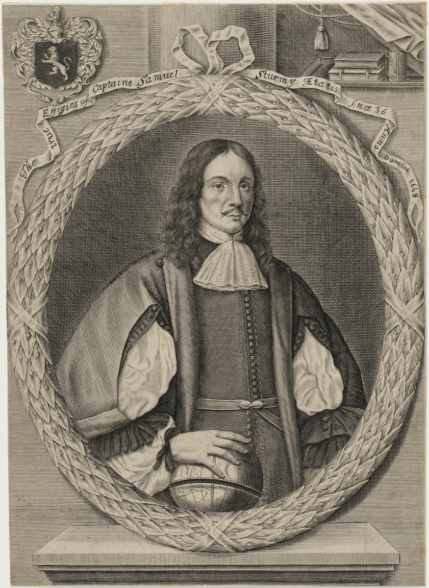 Captain Samuel Sturmy, Navigator by Abraham Hertochs, print, 1669