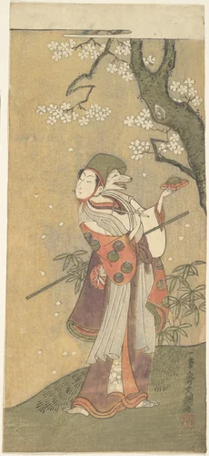 An Actor in the Fox Dance from the Drama, "The Thousand Cherry Trees" by Ippitsusai Bunchō (一筆齊文調), print, 1723-1792
