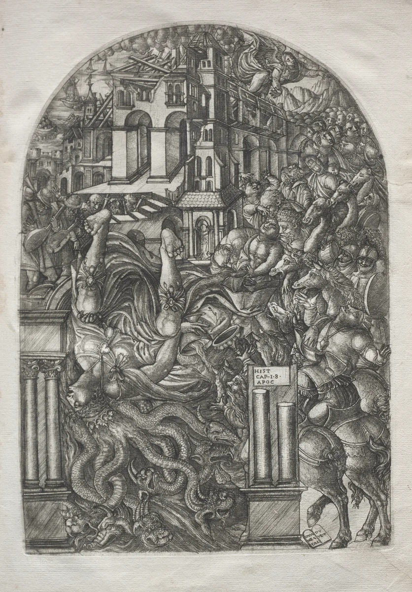 The Apocalypse: The Fall of Babylon by Jean Duvet, print, 1546-1556