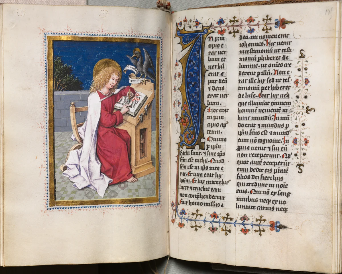 Gospel Book with Evangelist Portraits: Decorated Initial by Master of the House-Book, book, 1475-1485