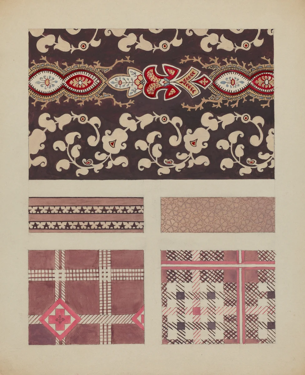 Materials from Quilt by Dorothy Posten, index of american design, 1937