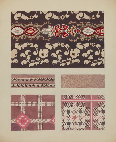 Materials from Quilt by Dorothy Posten, index of american design, 1937