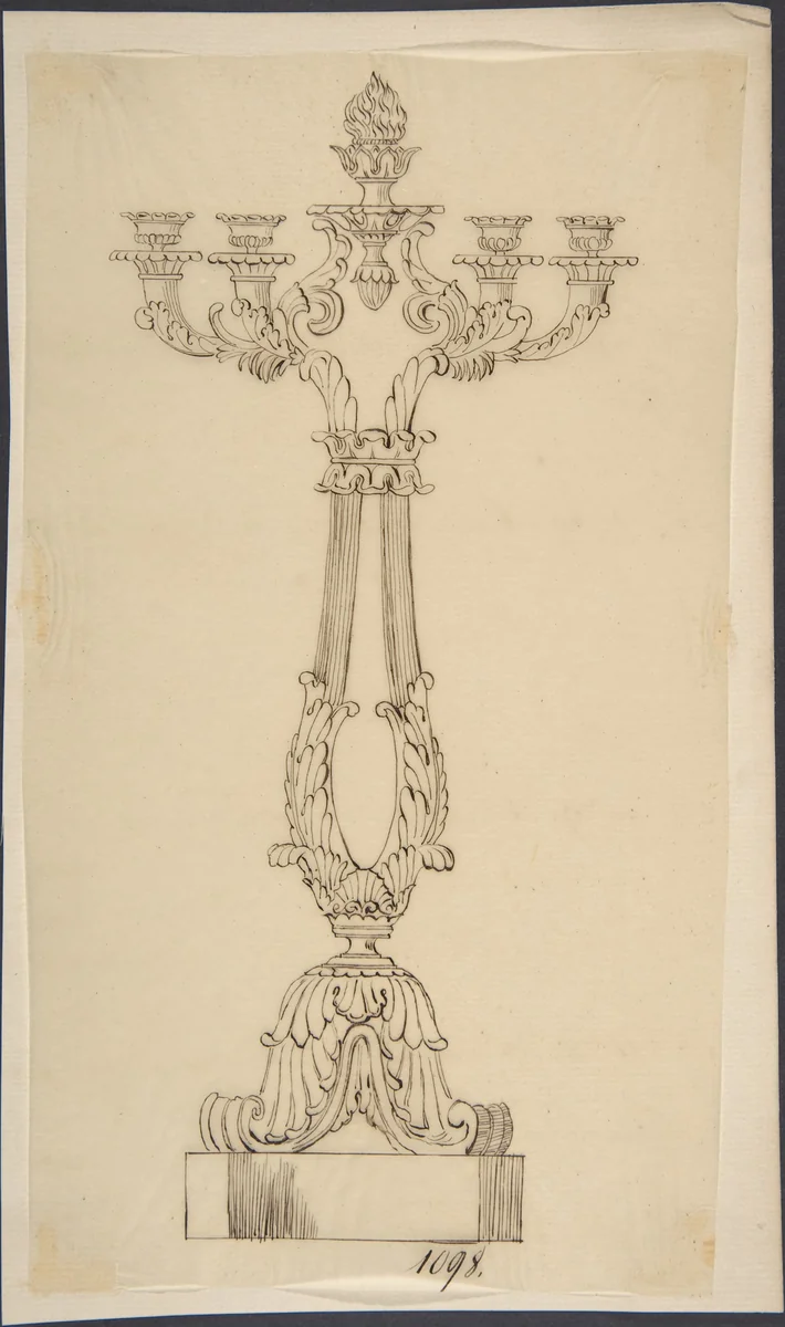 Design for a Candelabra by anonymous, drawing, 1800-1899
