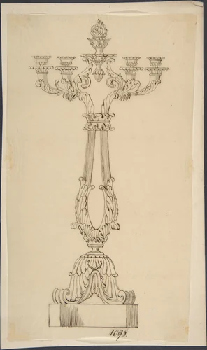 Design for a Candelabra by anonymous, drawing, 1800-1899