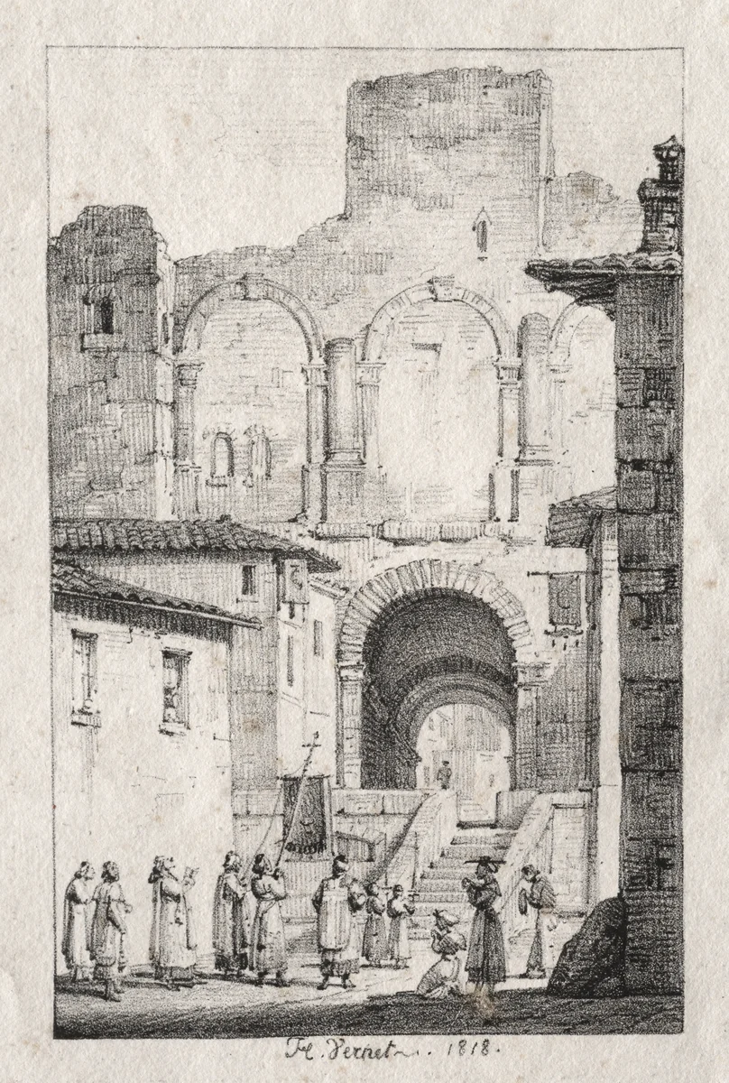 Procession at Arles by Horace Vernet, print, 1818