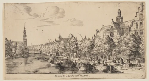 De Noorder Marckt met de Kerck, from Views of Amsterdam by Reinier Nooms, print, 1660