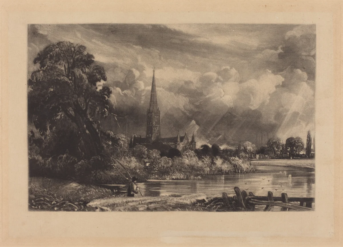 Salisbury Cathedral by David Lucas; John Constable, print, 1831