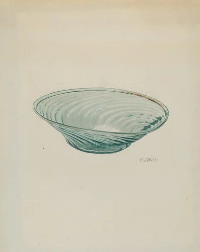 Flat Glass Bowl by V.L. Vance, index of american design, 1940