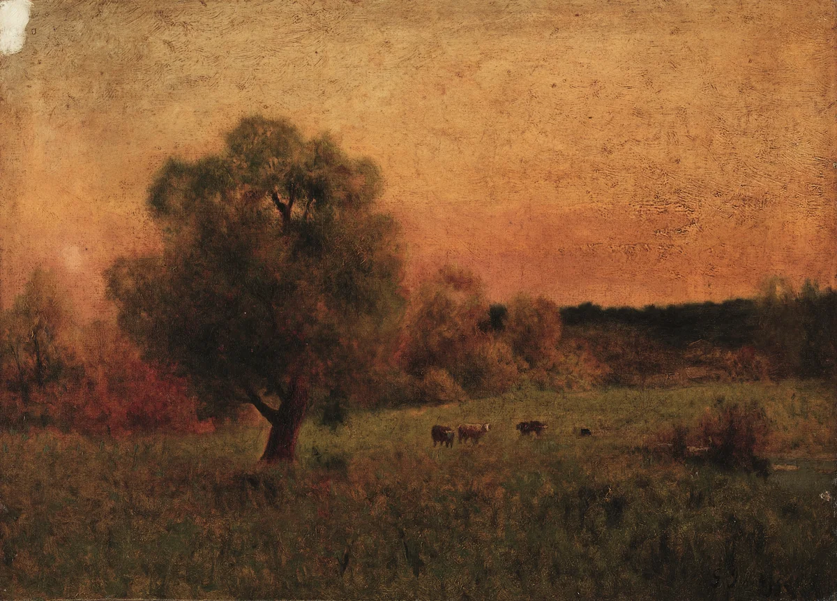 Cows in a Field by George Inness, painting, 1900-1956