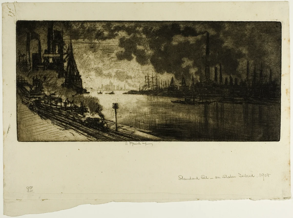 Standard Oil, Staten Island by Joseph Pennell, print, 1909