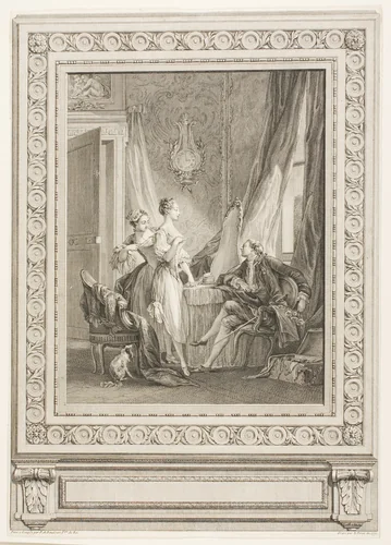 Dressing by Nicolas Ponce Pierre Antoine Baudouin, print, 1771