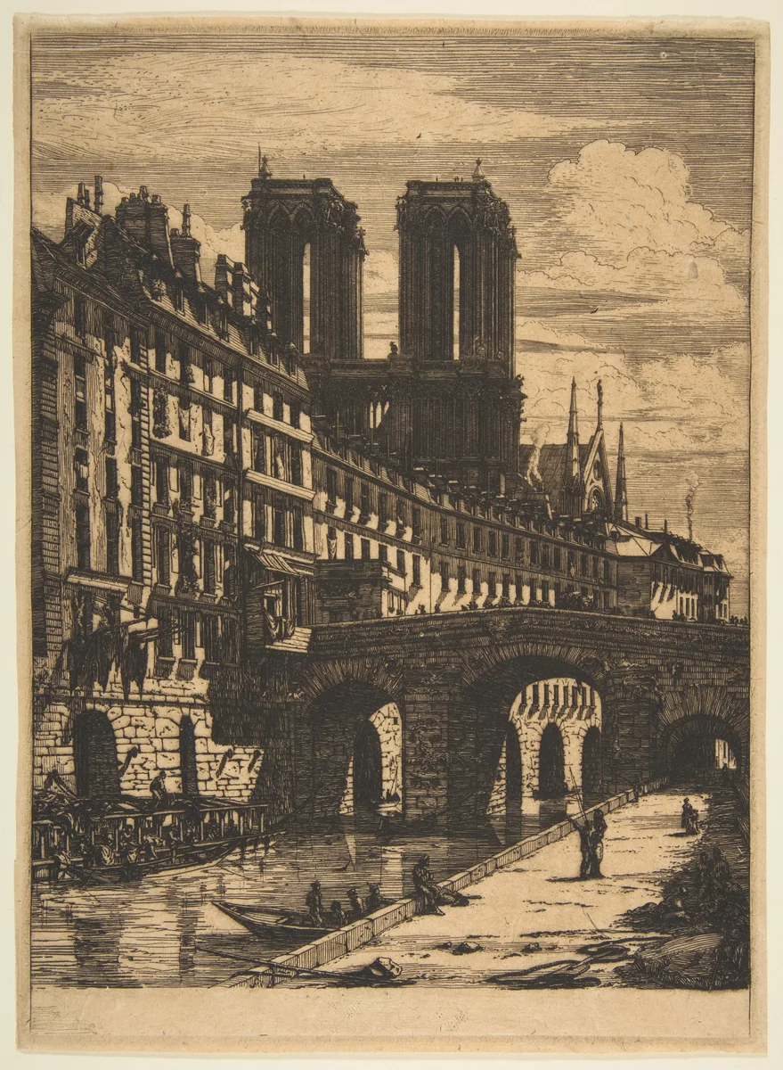 The Petit Pont, Paris by Charles Meryon, print, 1850
