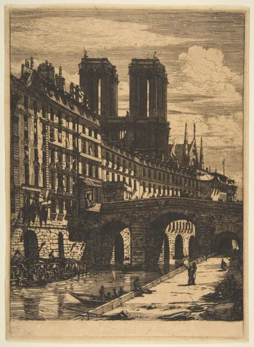 The Petit Pont, Paris by Charles Meryon, print, 1850