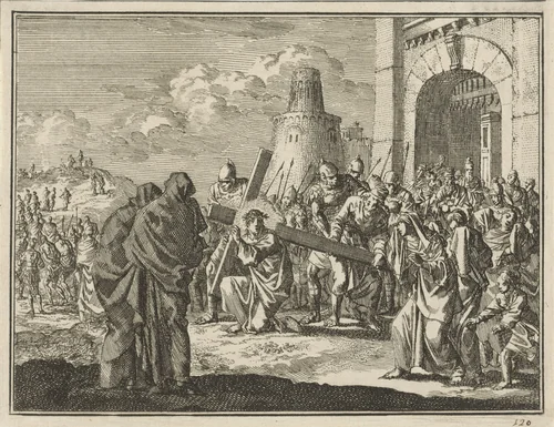 Kruisdraging by Jan Luyken, print, 1712