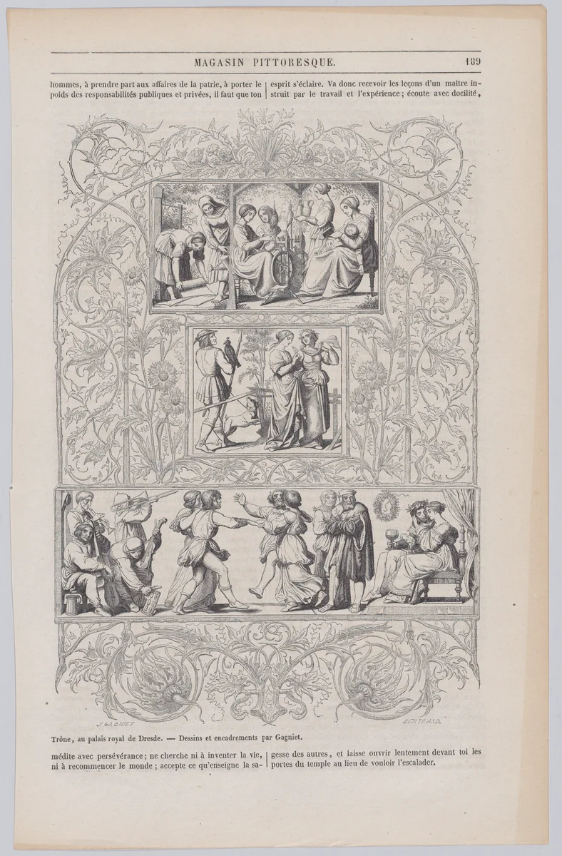 The Human Life by Bendemann, from "Le Magasin Pittoresque" by anonymous, print, 1851