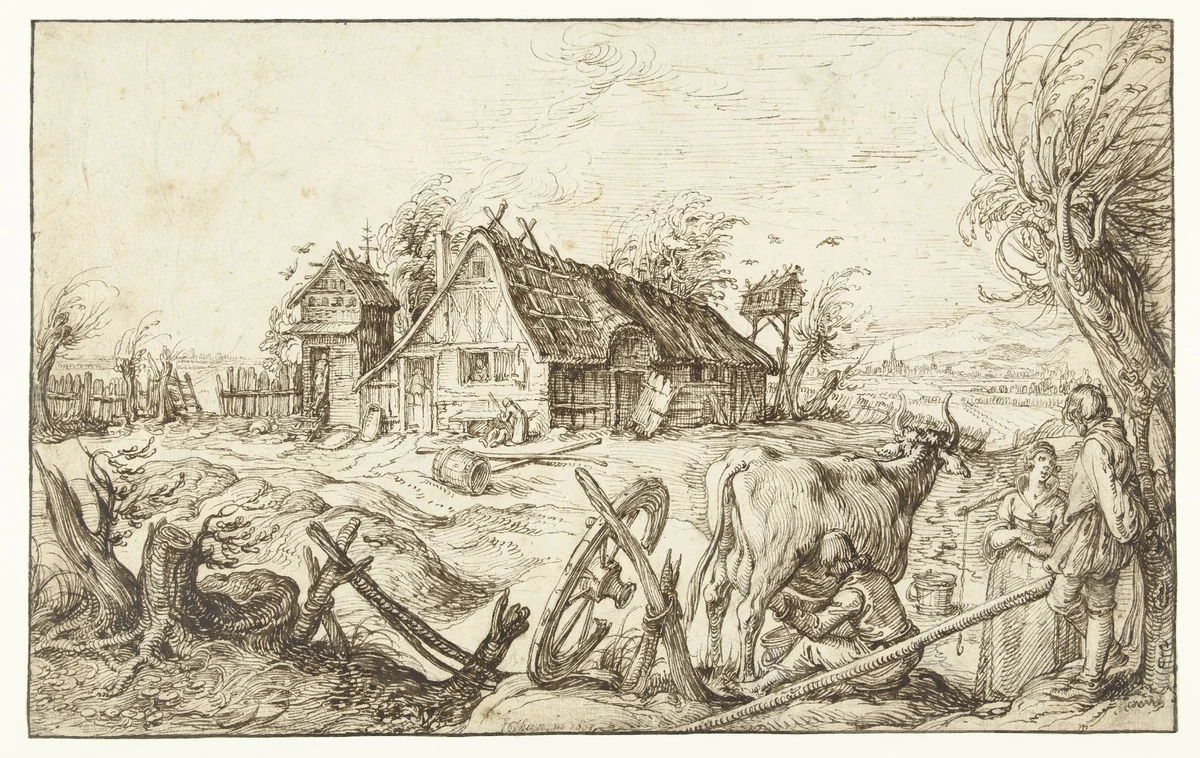 The farm by Jacques de Gheyn, drawing, 1603