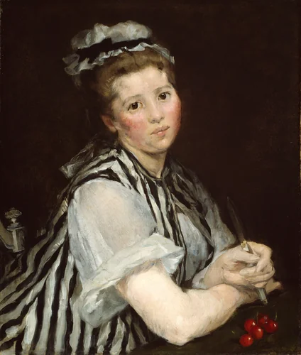 Girl with Cherries by Eva Gonzalès, painting, 1865-1875