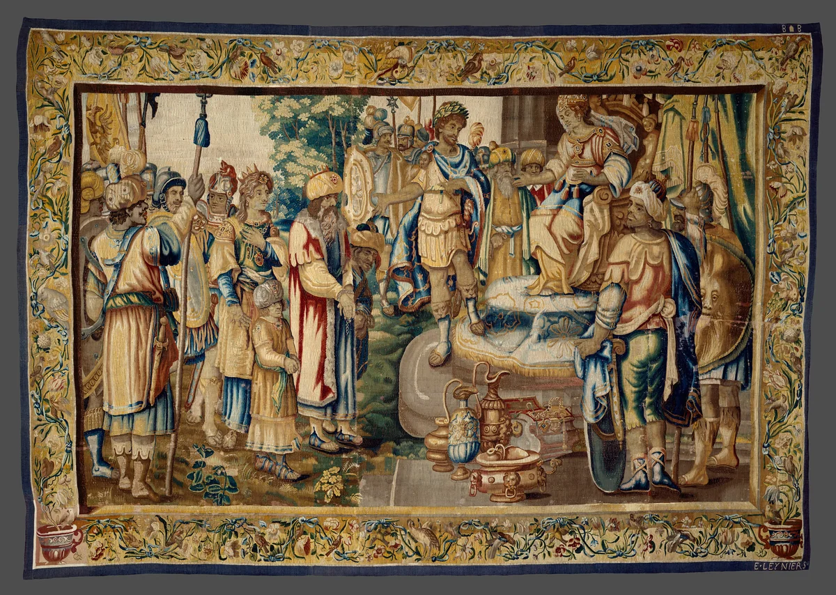Antony Presents Artavasdes, King of the Armenians, to Cleopatra from The Story of Antony and Cleopatra by Everard III Leyniers, textile, 1630-1650