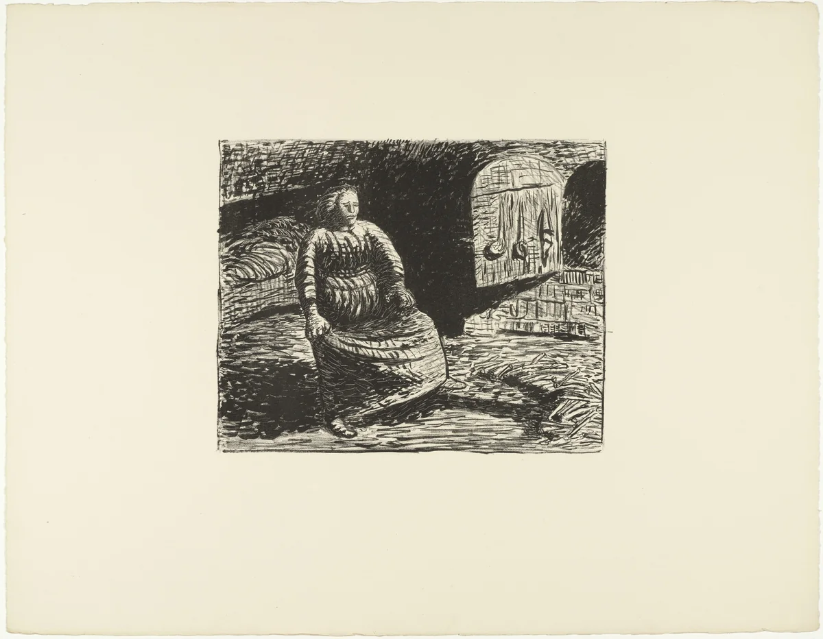 Woman at Hearth (Die Frau am Herd) from The Dead Day (Der tote Tag) by Ernst Barlach, print, 1910