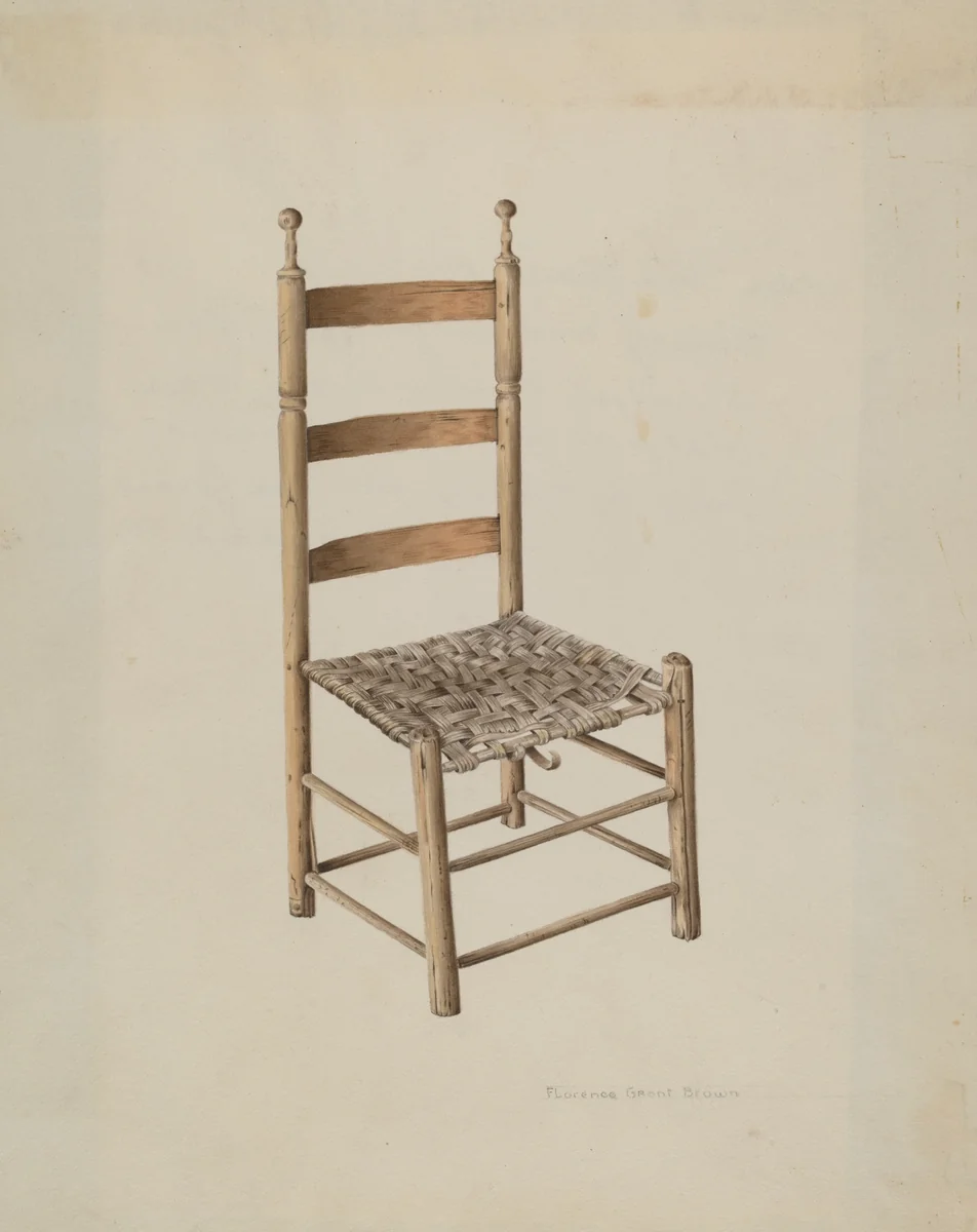 Ladder Back Chair by Florence Grant Brown, index of american design, 1935-1942