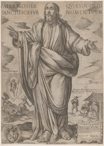 Standing Christ, Blessing from "Christ, Mary and the Apostles" by Antonio Tempesta, print, 1585-1615