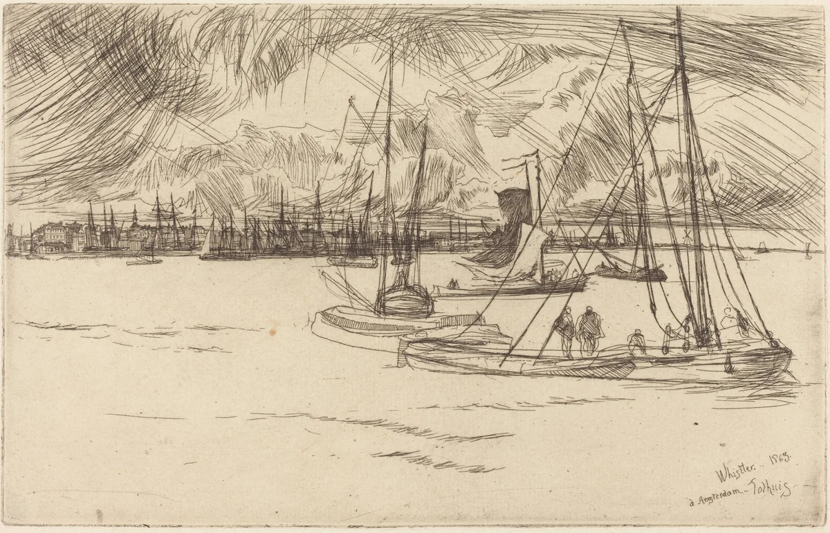 Amsterdam from the Tolhuis by James McNeill Whistler, print, 1863