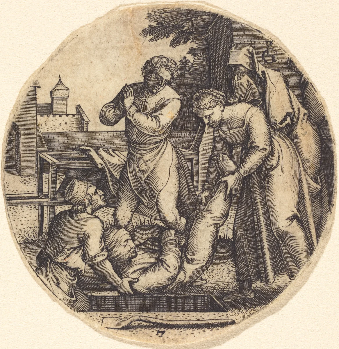 To Bury the Dead by Georg Pencz, print, 1500-1550