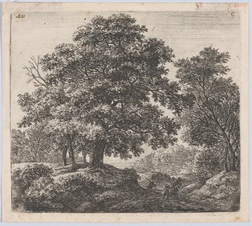 Mother and Three Children by Anthonie Waterloo, print, 1620-1690