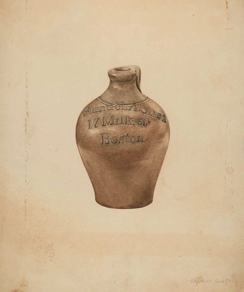 Pottery Jug by Frances Godfrey, index of american design, 1940